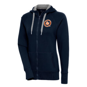 Women's Antigua  Navy Bowling Green Hot Rods Victory Full-Zip Hoodie