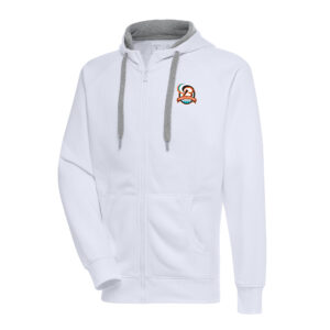 Men's Antigua  White Bowie Baysox Victory Full-Zip Hoodie