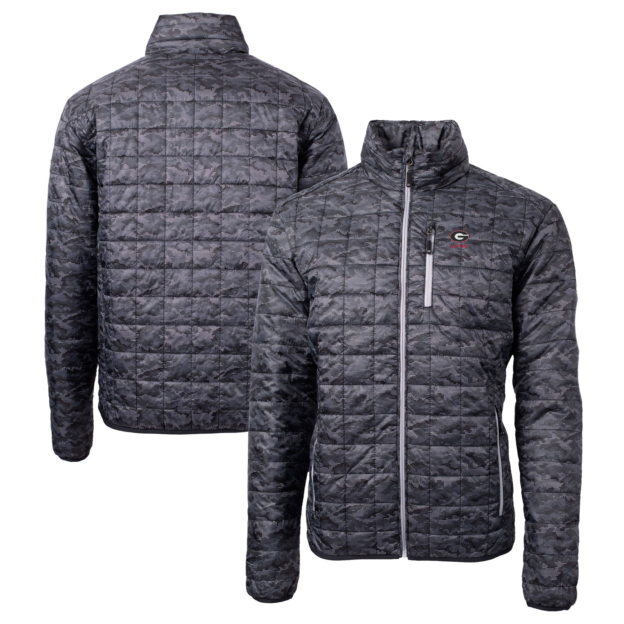 Men's Cutter & Buck Black Georgia Bulldogs Alumni Logo Rainier PrimaLoft Eco Insulated Full-Zip Puffer Jacket