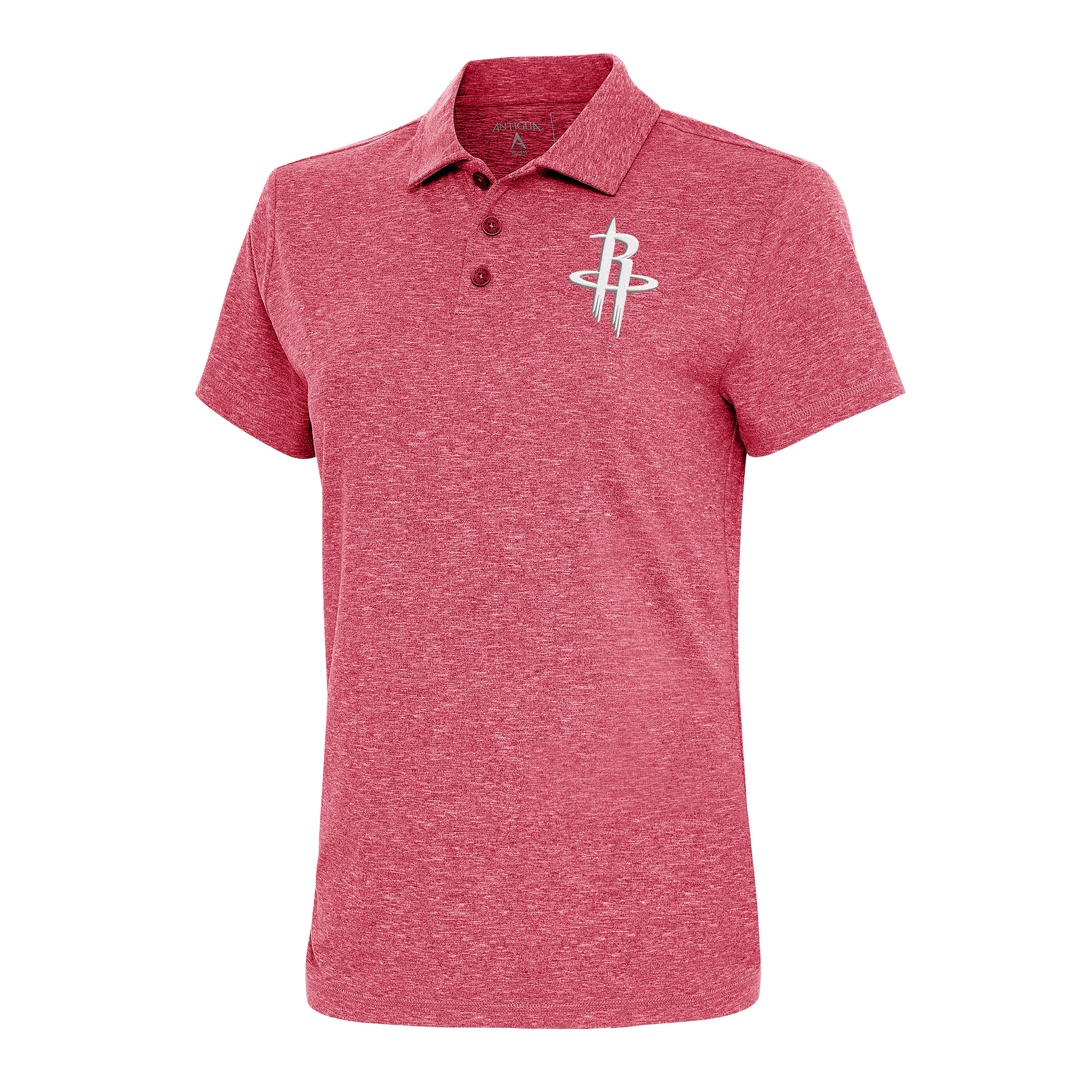 Women's Antigua Heather Red Houston Rockets Motivated Polo