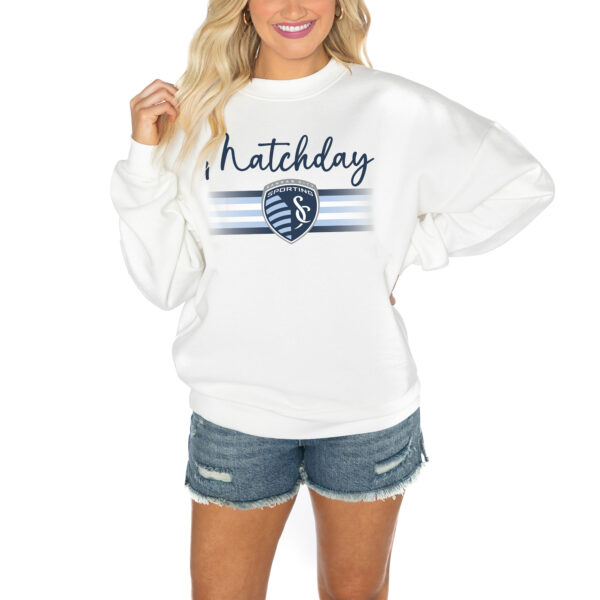Women's Gameday Couture  White Sporting Kansas City Matchday Crewneck Drop Shoulder Sweatshirt