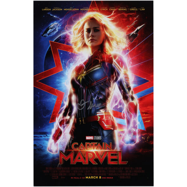 Brie Larson Captain Marvel Autographed 11" x 17" Movie Poster - Image 3