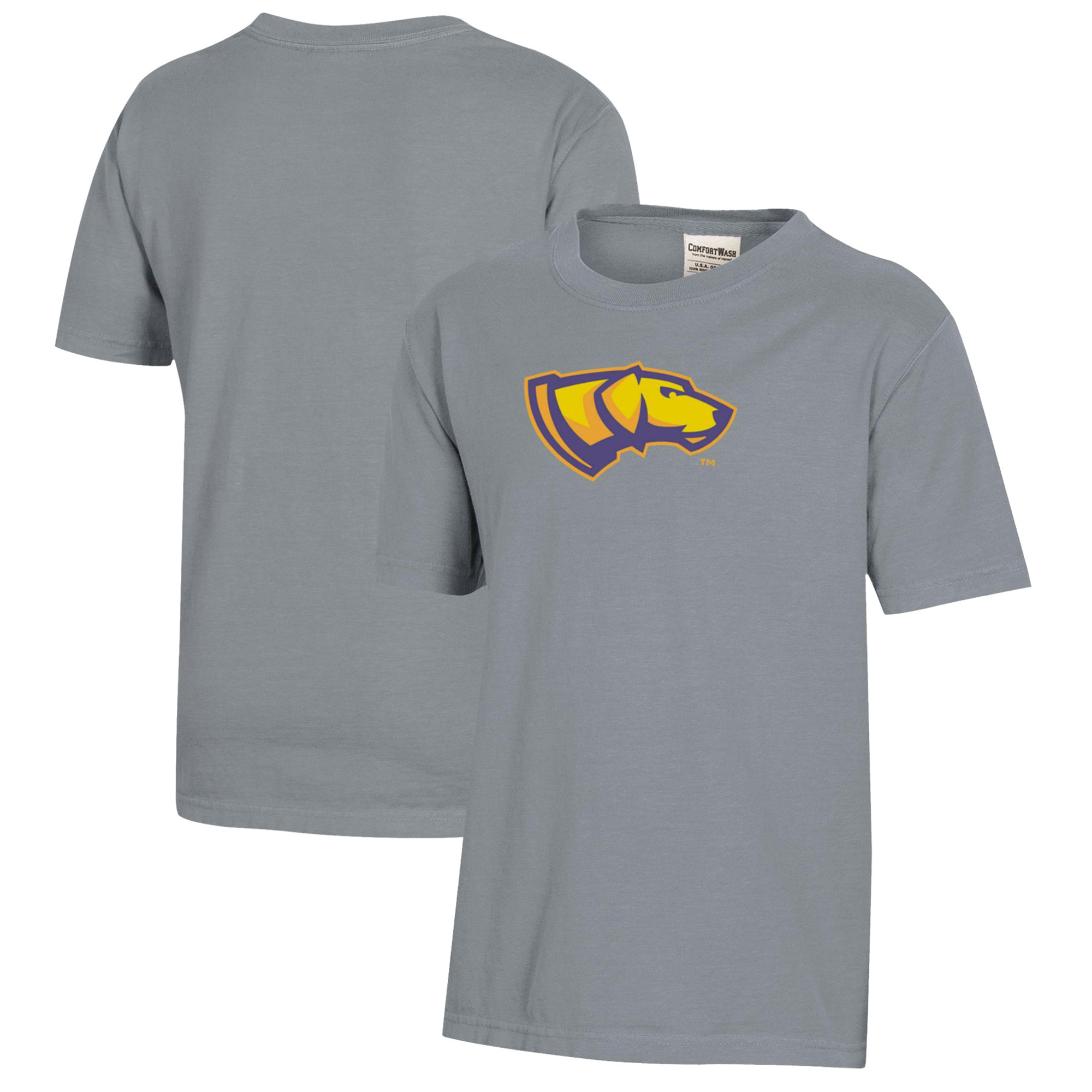 Youth Gray Wisconsin-Stevens Point Pointers Logo Comfort Wash T-Shirt - Image 2
