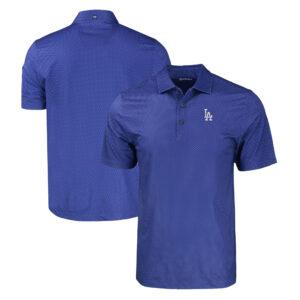 Men's Cutter & Buck Royal Los Angeles Dodgers Pike Eco Tonal Geo Print Stretch Recycled Polo
