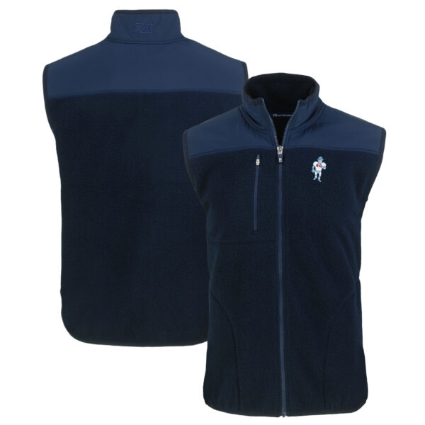 Men's Cutter & Buck Navy Houston Oilers Throwback Big & Tall Cascade Eco Sherpa Fleece Full-Zip Vest