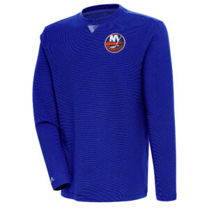 Men's Antigua  Royal New York Islanders Flier Bunker Tri-Blend Pullover Sweatshirt