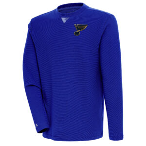 Men's Antigua  Blue St. Louis Blues Flier Bunker Tri-Blend Pullover Sweatshirt