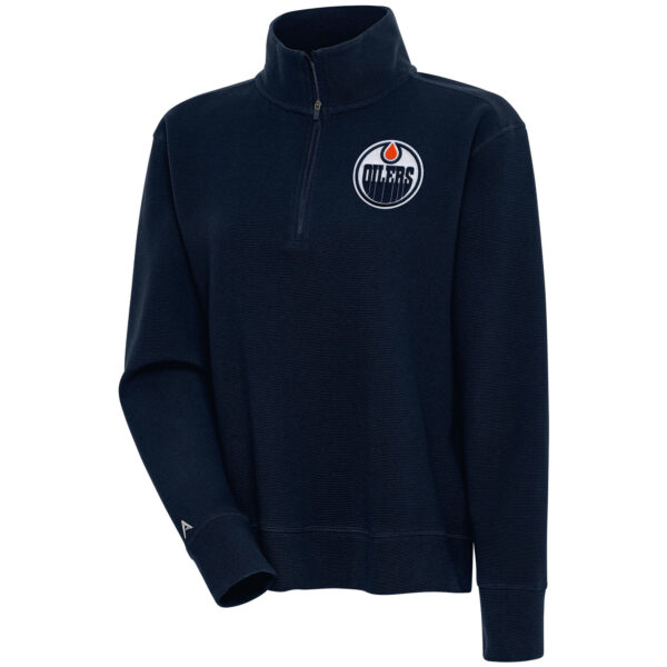 Women's Antigua  Navy Edmonton Oilers Portal Quarter-Zip Pullover Top