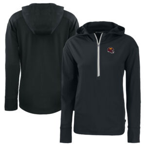 Women's Cutter & Buck  Black Washington Commanders Helmet Daybreak Eco Recycled Half-Zip Hoodie