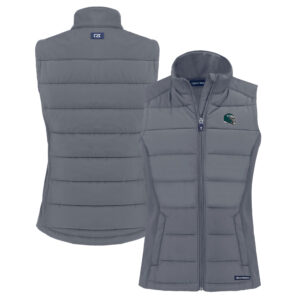Women's Cutter & Buck  Gray Philadelphia Eagles Helmet Evoke Hybrid Eco Softshell Recycled Full-Zip Vest