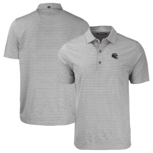 Men's Cutter & Buck  Heather Gray Baltimore Ravens Helmet Big & Tall Forge Eco Heather Stripe Stretch Recycled Polo
