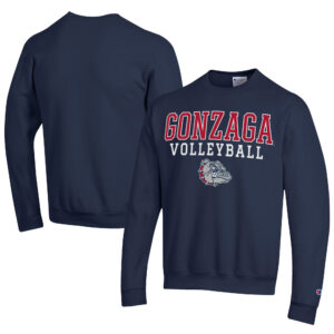 Men's Champion  Navy Gonzaga Bulldogs Stacked Logo Volleyball Eco Powerblend Pullover Sweatshirt