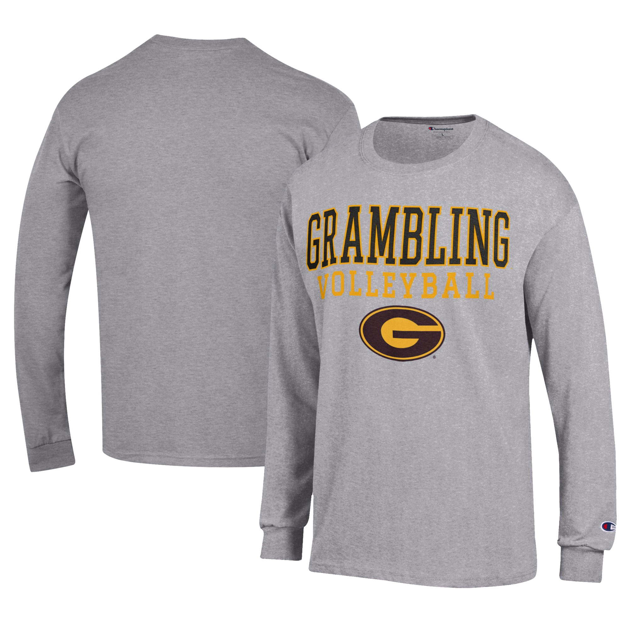 Men's Champion Gray Grambling Tigers Stacked Logo Volleyball Jersey Long Sleeve T-Shirt