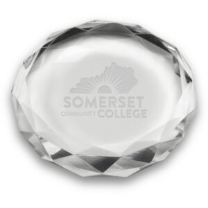 Somerset Community College 3'' Optic Crystal Faceted Paperweight