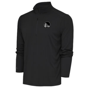 Men's Antigua Charcoal Golden State Warriors Metallic Logo Tribute Quarter-Zip Top