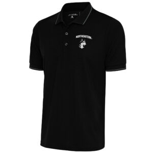 Men's Antigua Black/Silver Northeastern Huskies Affluent Polo