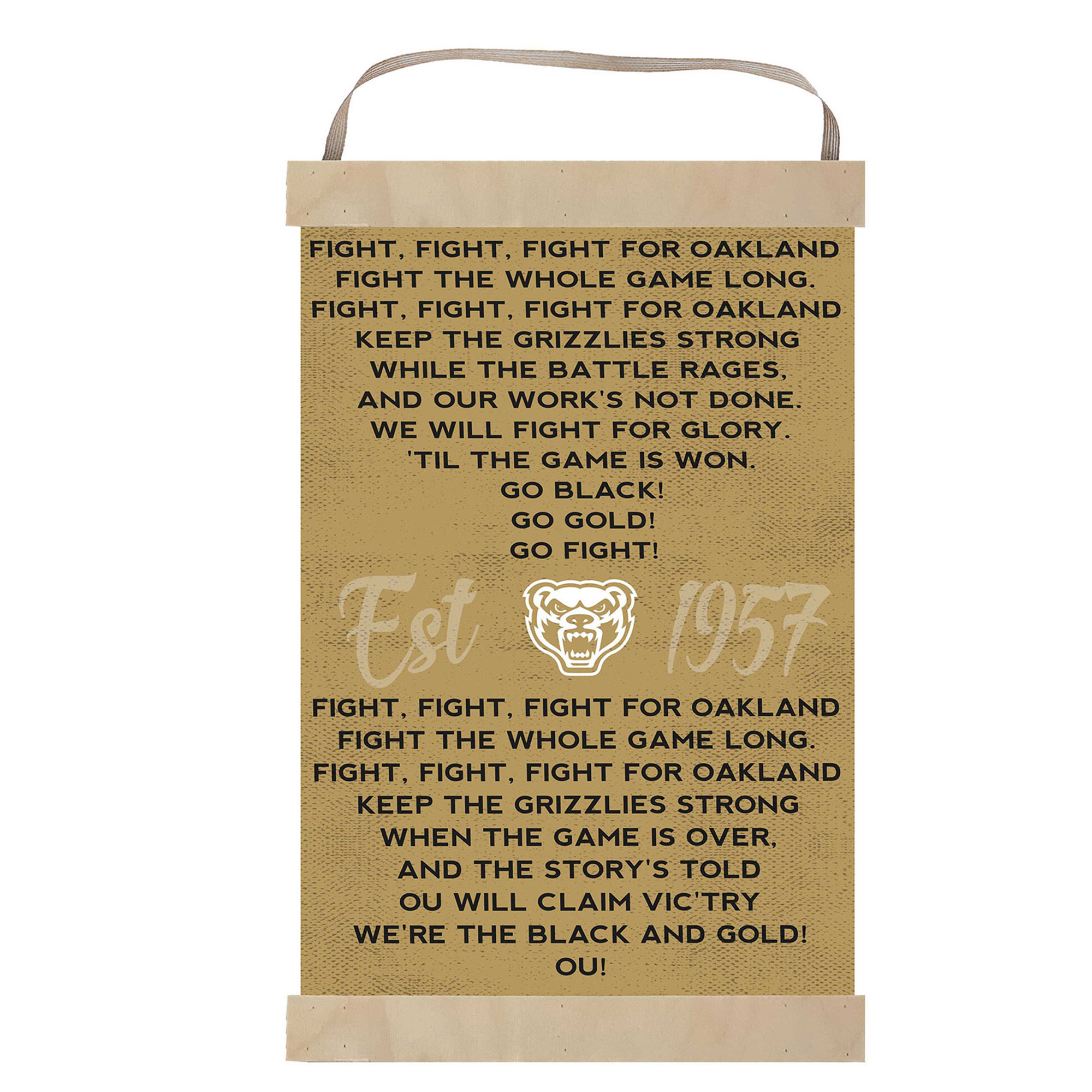 Oakland Golden Grizzlies Reversible Fight Song Banner Sign