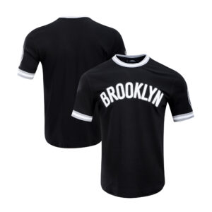 Men's Pro Standard  Black Brooklyn Nets Classic Chenille Double Knit T-Shirt