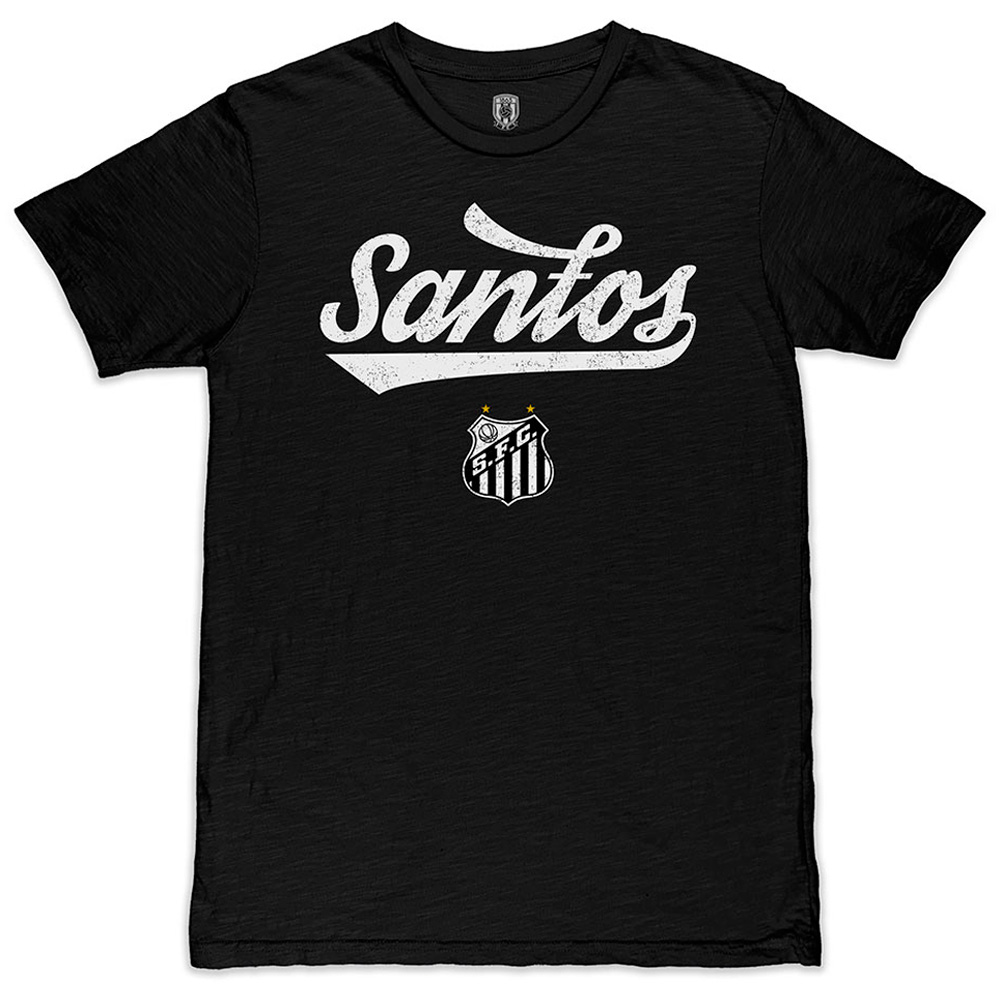 Men's 1863FC Black Santos FC Script Slub T-Shirt - Image 6