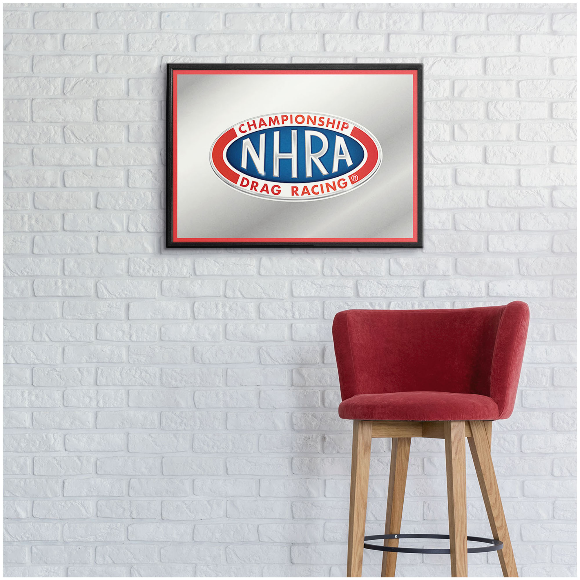 NHRA Championship Drag Racing 27" x 19" Framed Mirrored Wall Sign - Image 9