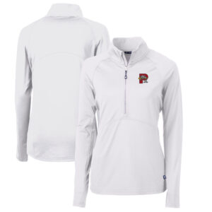Women's Cutter & Buck White Portland Sea Dogs Adapt Eco Knit Stretch Recycled Half-Zip Top