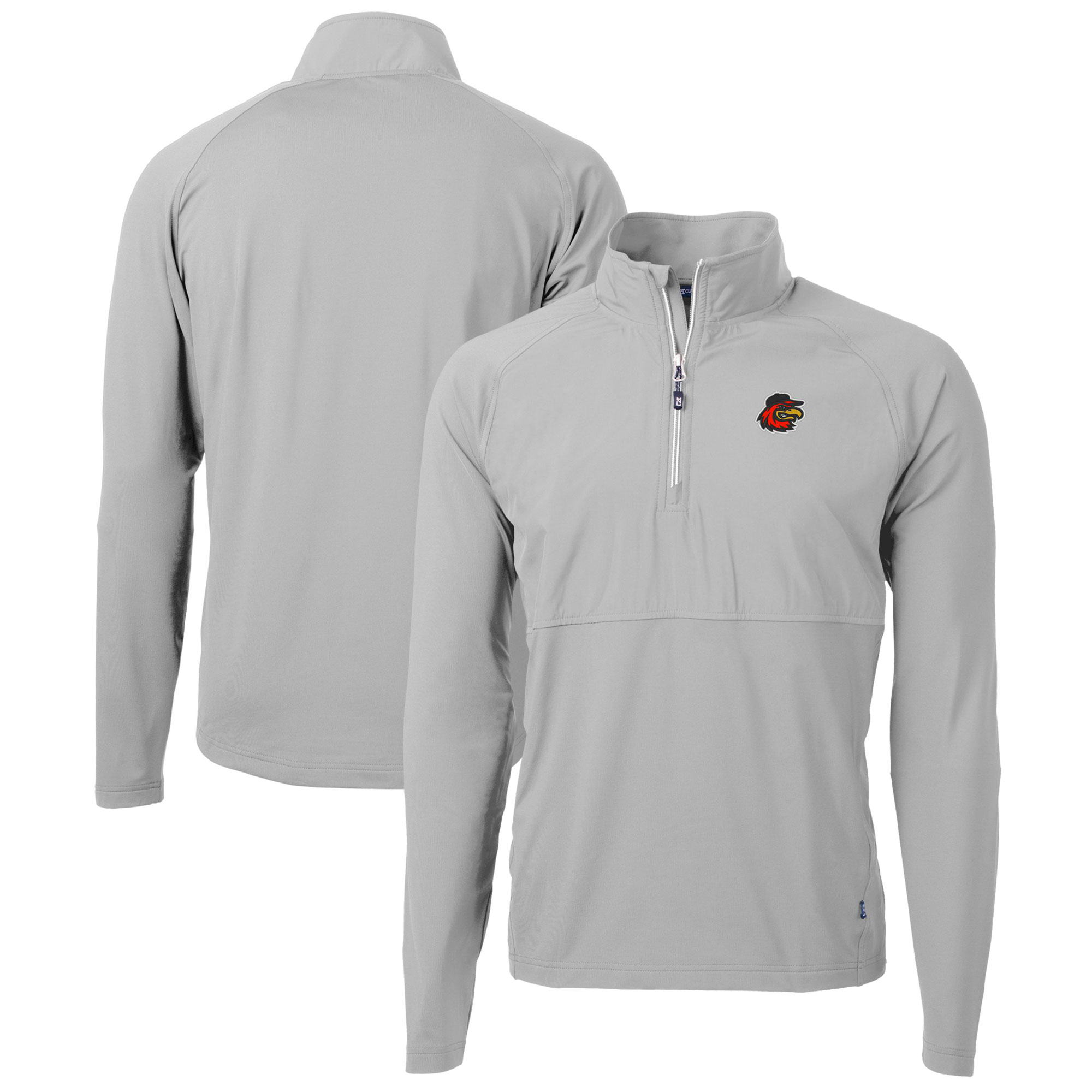 Men's Cutter & Buck Gray Rochester Red Wings Adapt Eco Knit Hybrid Recycled Quarter-Zip Top