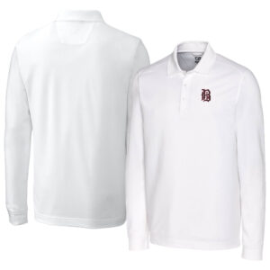 Men's Cutter & Buck White Birmingham Barons DryTec Advantage Tri-Blend Pique Long Sleeve Polo