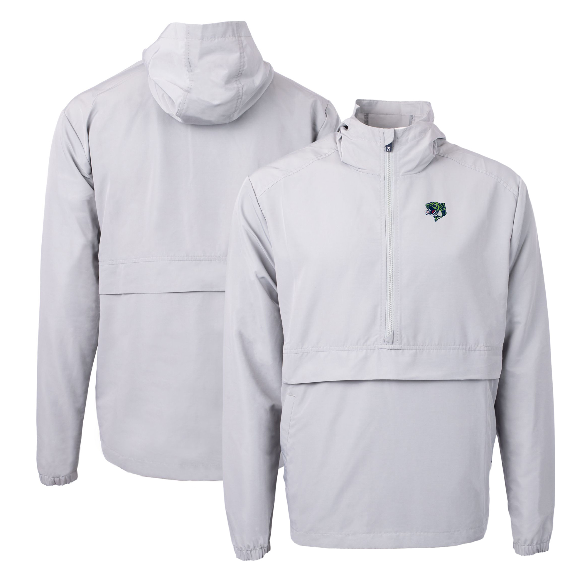 Men's Cutter & Buck Gray Gwinnett Stripers Charter Eco Recycled Half-Zip Anorak Jacket - Image 2