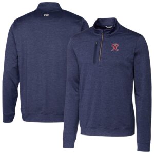 Men's Cutter & Buck  Navy Tacoma Rainiers Stealth Heathered Quarter-Zip Top