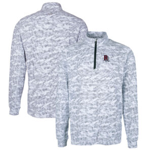 Men's Cutter & Buck Charcoal Round Rock Express Traverse Camo Print Stretch Quarter-Zip Pullover Top
