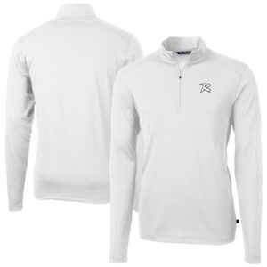 Men's Cutter & Buck White Richmond Flying Squirrels Virtue Eco Pique Recycled Quarter-Zip Pullover Top