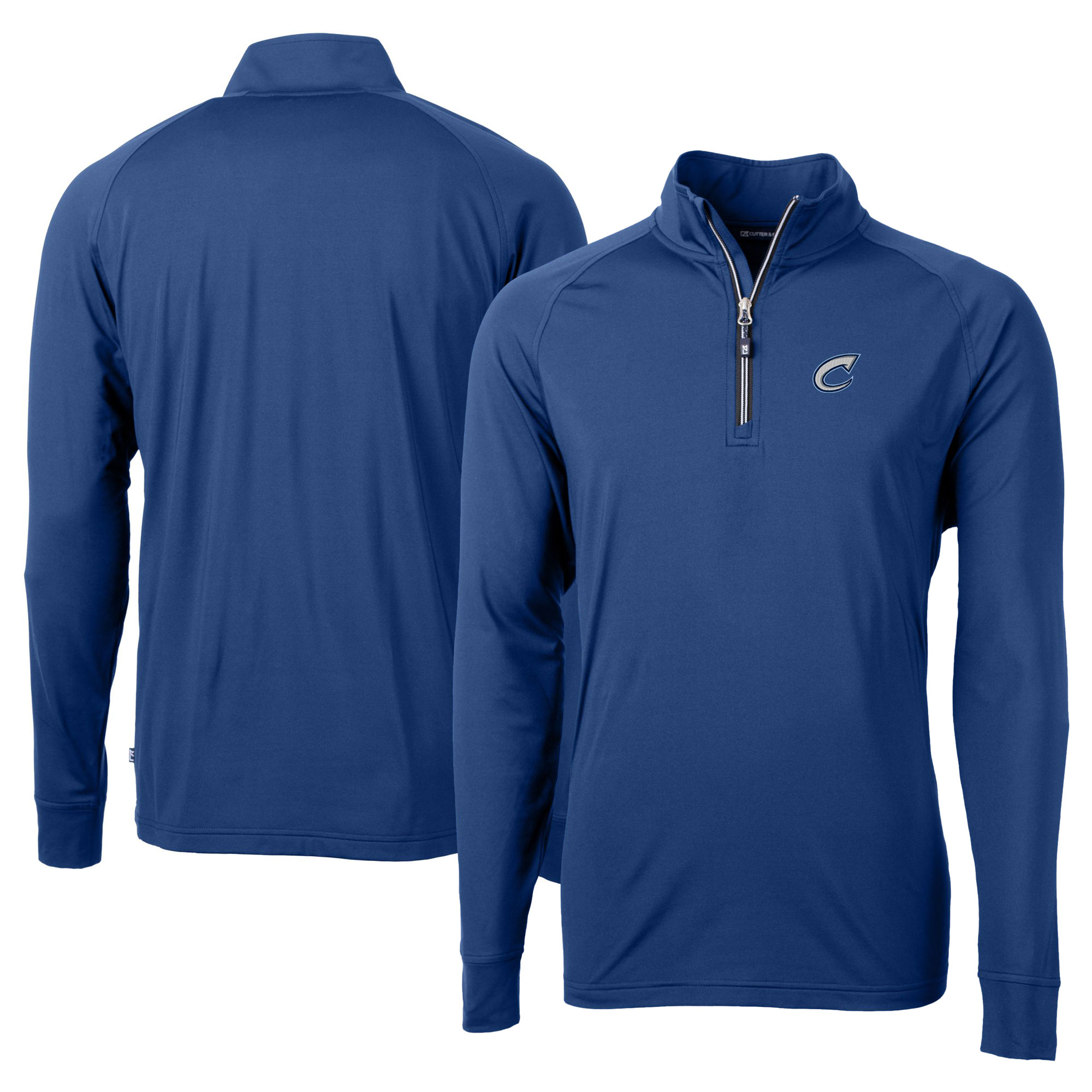 Men's Cutter & Buck Blue Columbus Clippers Adapt Eco Knit Stretch Recycled Big & Tall Quarter-Zip Pullover Top