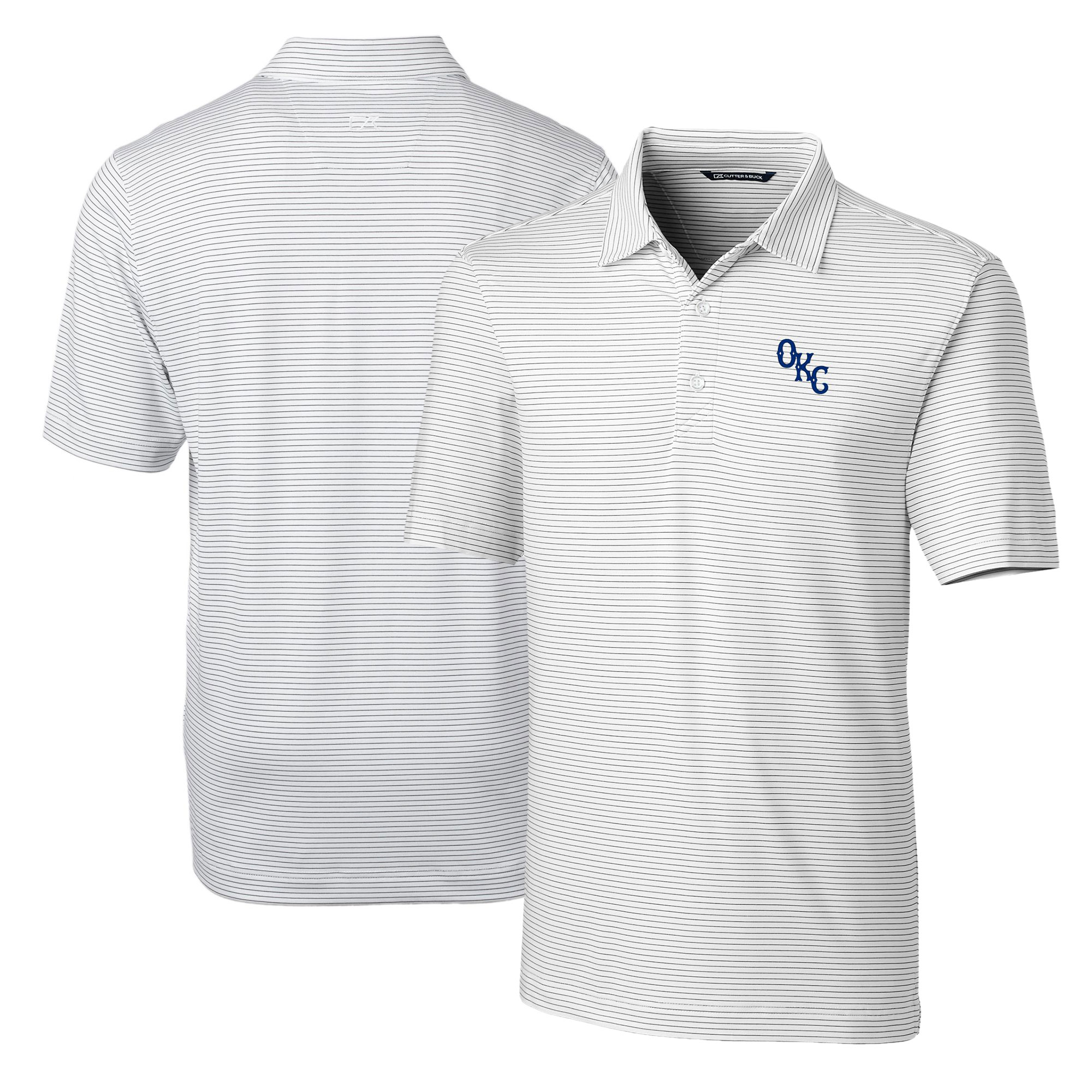 Men's Cutter & Buck White Oklahoma City Baseball Club Big & Tall Forge Pencil Stripe Stretch Polo