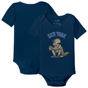 Infant Tiny Turnip Navy New York Yankees Triceratops Bodysuit