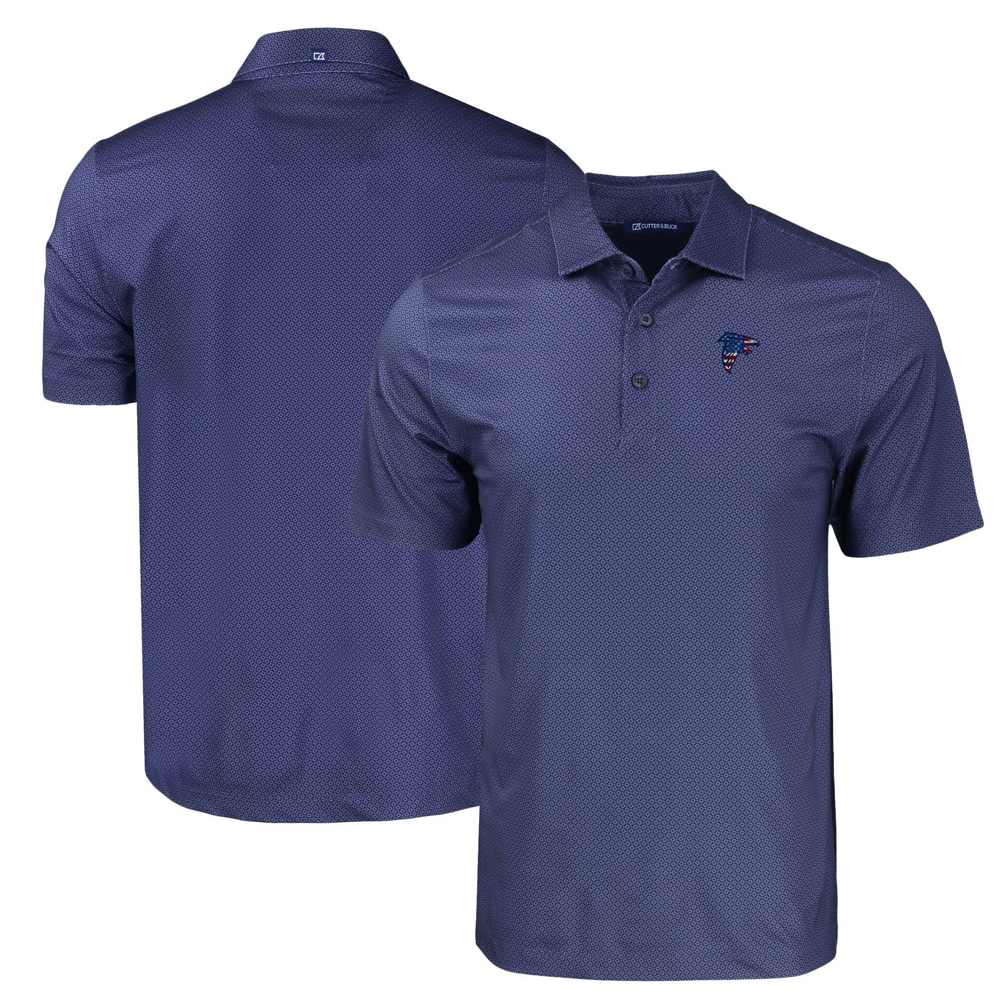 Men's Cutter & Buck Navy Atlanta Falcons Americana Pike Eco Tonal Geo Print Stretch Recycled Polo - Image 5
