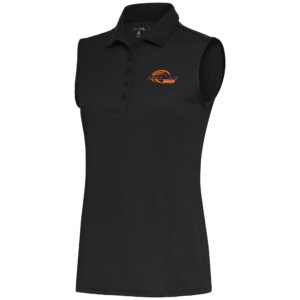 Women's Antigua  Charcoal Pepperdine Waves Sleeveless Desert Dry Tribute Polo