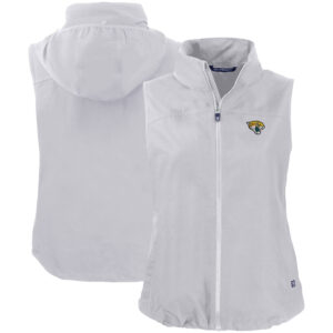 Women's Cutter & Buck Gray Jacksonville Jaguars Primary Mark Charter Eco Full-Zip Vest