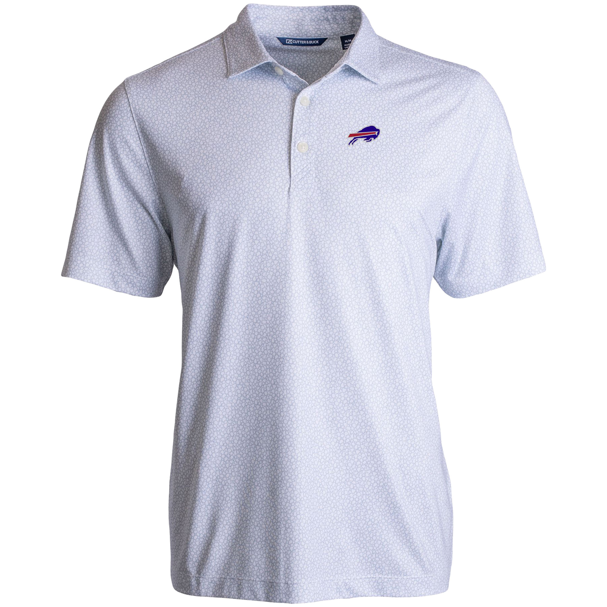 Men's Cutter & Buck White Buffalo Bills Pike Eco Pebble Print Stretch Recycled Polo - Image 3