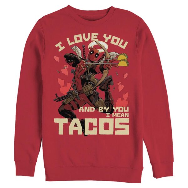 Men's Mad Engine Red Deadpool Valentine's Day Fleece Crewneck Sweatshirt