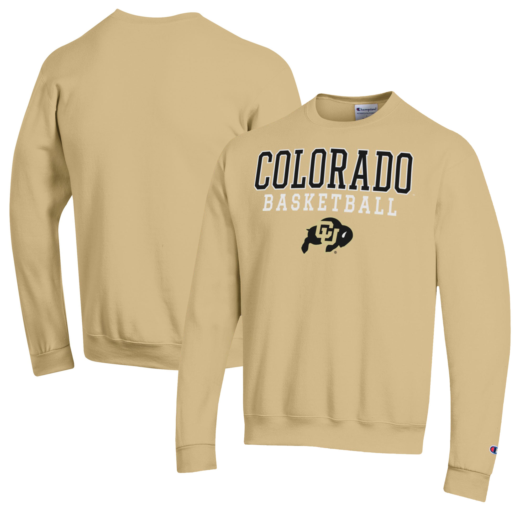 Men's Champion Gold Colorado Buffaloes Basketball Stack Pullover Crewneck Sweatshirt - Image 2