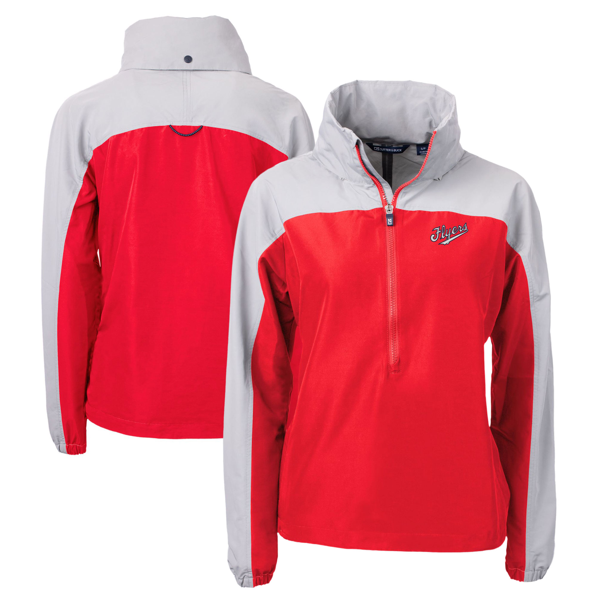 Women's Cutter & Buck Red/Gray Dayton Flyers Vault Charter Eco Recycled Half-Zip Anorak Jacket - Image 5
