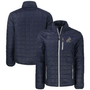 Men's Cutter & Buck  Navy ETSU Buccaneers Vault Rainier PrimaLoft Eco Insulated Full-Zip Puffer Jacket