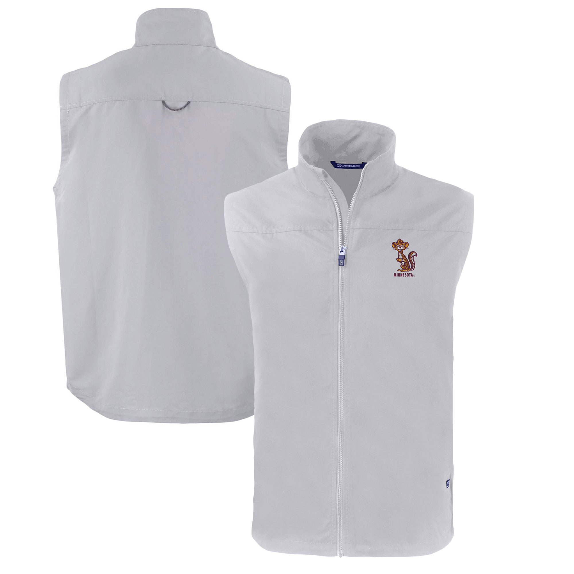 Men's Cutter & Buck Gray Minnesota Golden Gophers Big & Tall Charter Eco Full-Zip Vest - Image 5