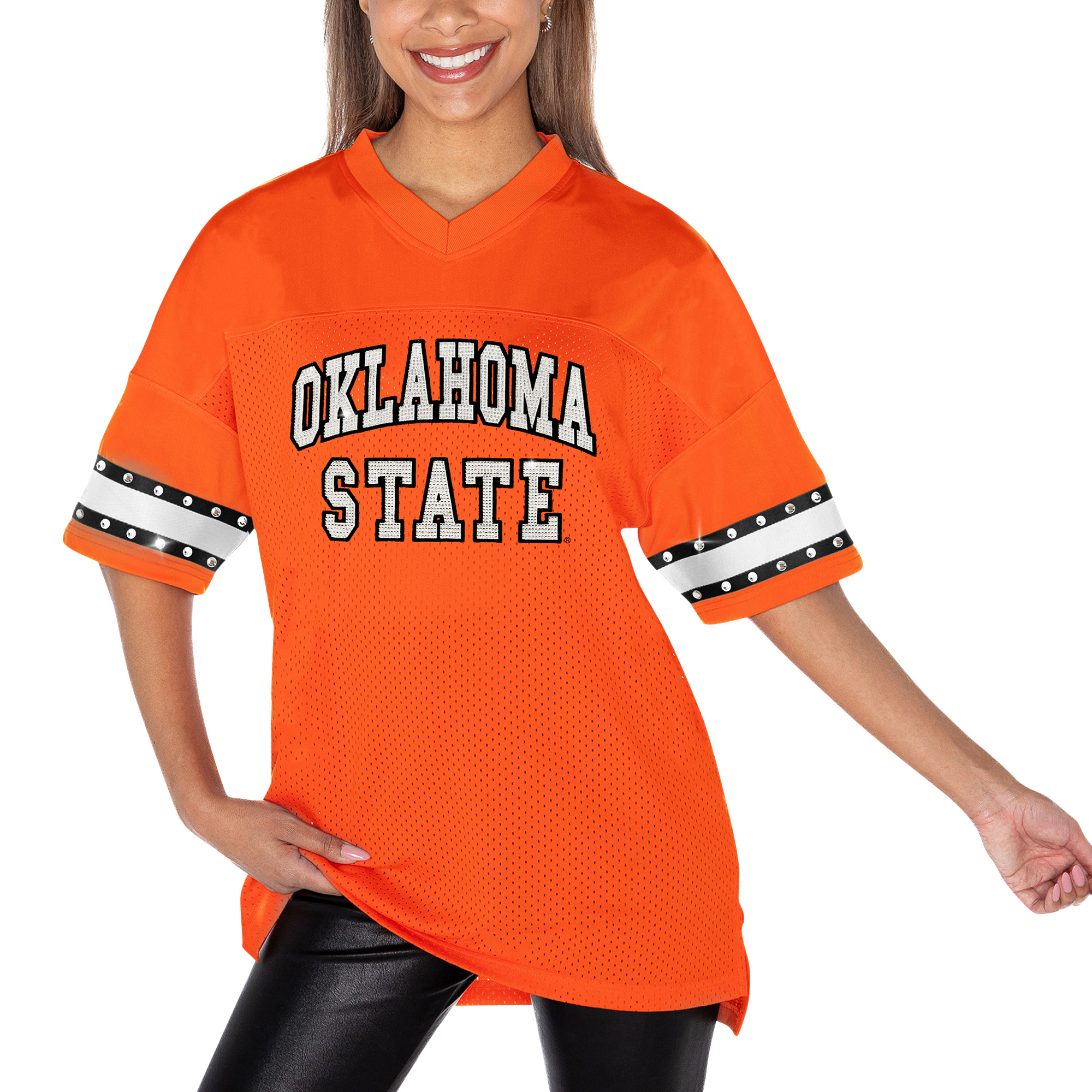 Women's Gameday Couture Orange Oklahoma State Cowboys Until Kickoff Rhinestone Fashion T-Shirt - Image 3