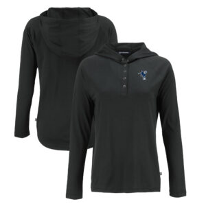 Women's Cutter & Buck Black Indianapolis Colts Historic Coastline Epic Comfort Eco Recycled Raglan Pullover Hoodie