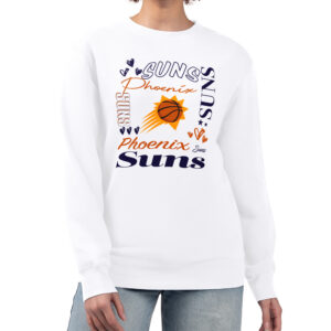 Women's G-III 4Her by Carl Banks White Phoenix Suns Collage Team Graphic Fleece Pullover Sweatshirt