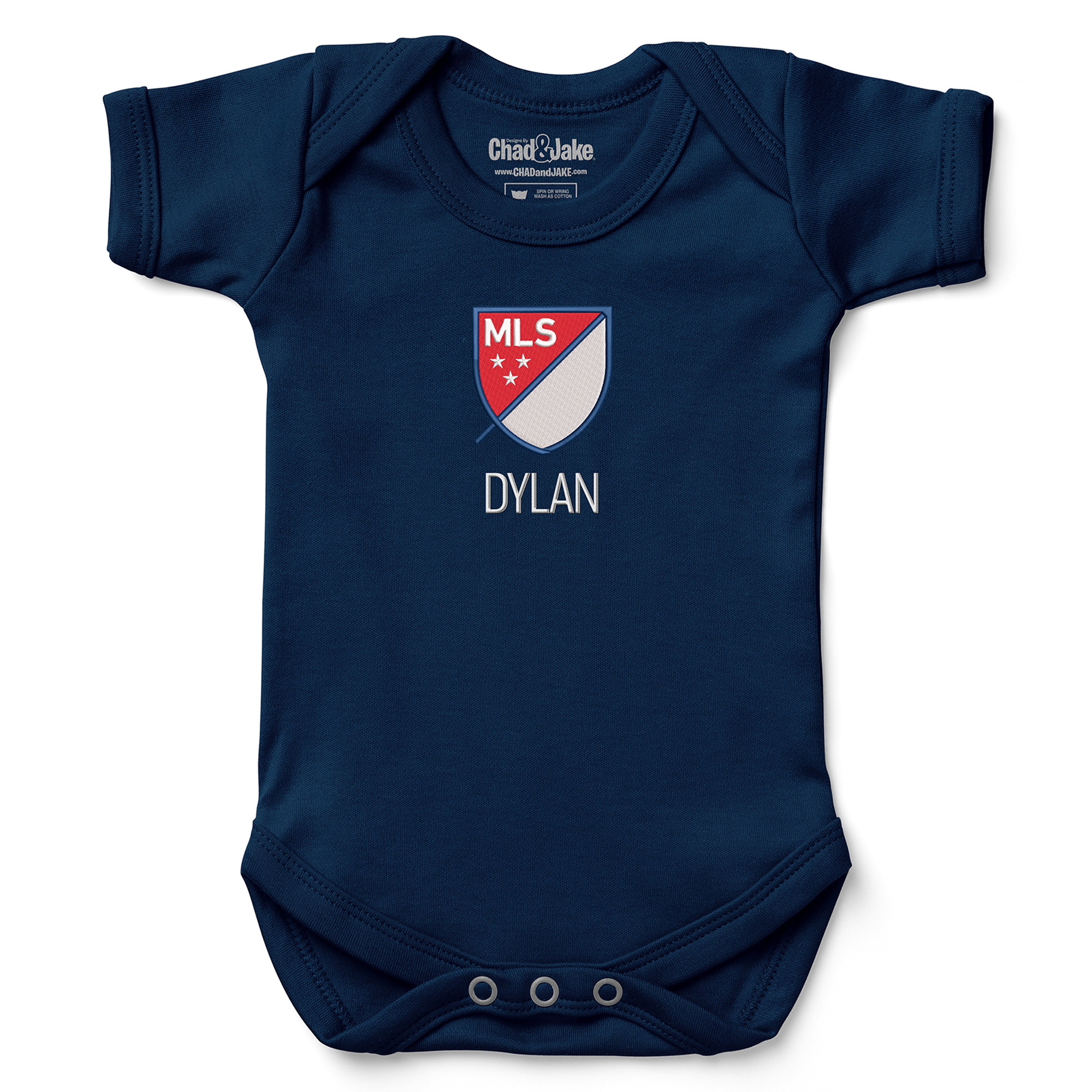 Infant Chad & Jake Navy MLS Logo Personalized Bodysuit