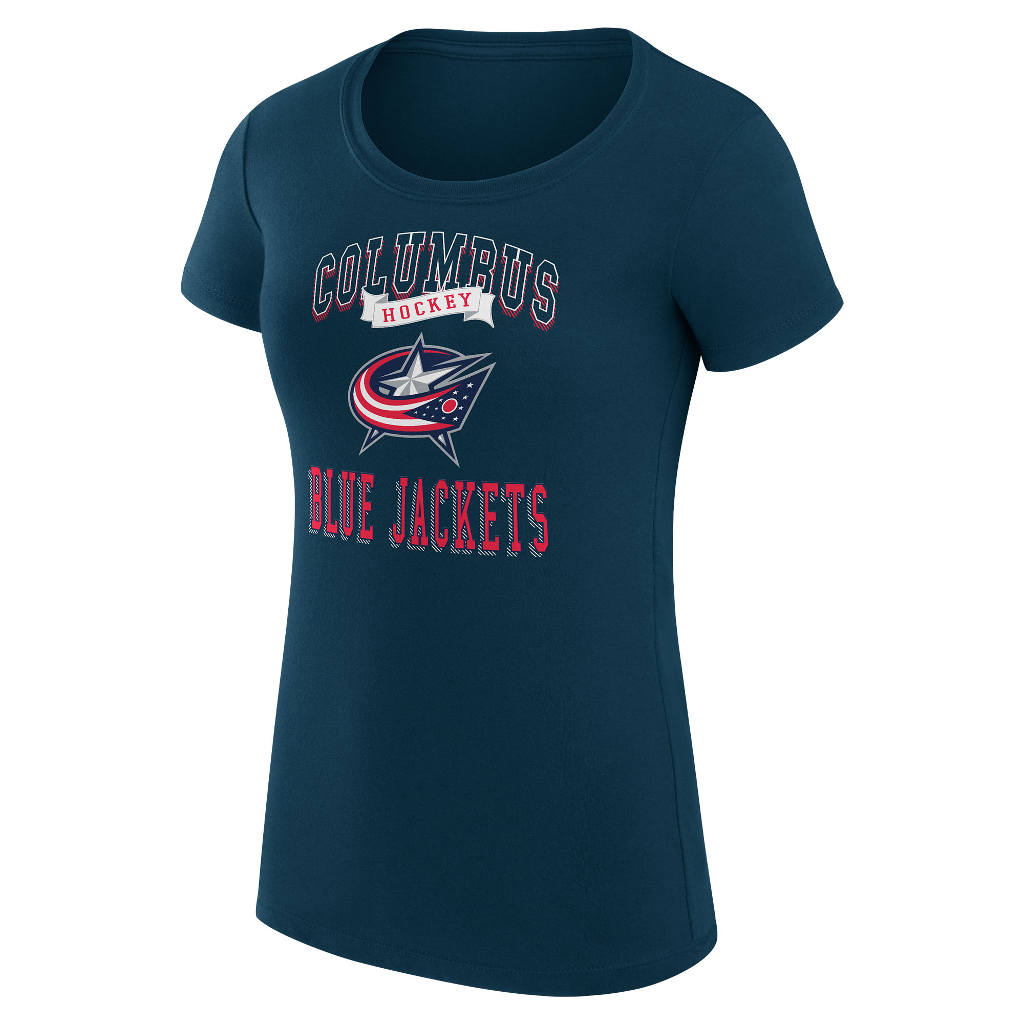 Women's G-III 4Her by Carl Banks Navy Columbus Blue Jackets Team Logo Graphic Fitted T-Shirt - Image 3