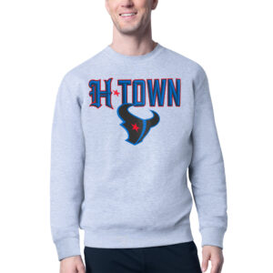 Men's Starter Heather Gray Houston Texans H-Town Graphic Fleece Pullover Sweatshirt