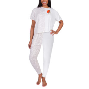 Women's Concepts Sport Cream Cleveland Browns Brightside T-Shirt & Pants Set